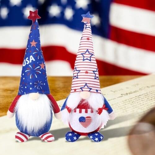 E7CB Independence Day Gnome Heart Star Veterans Day Nisse Tomte 4th of July Gift Kitchen Tiered Tray Decorations