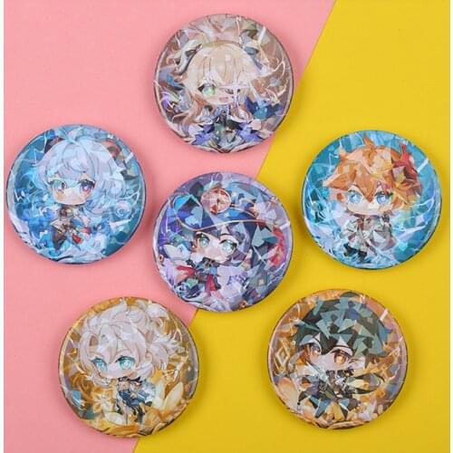 Game Genshin Impact Xiao Hu Tao Mona Brooch Pin Cosplay Badge Accessories For Clothes Backpack Decoration Gift