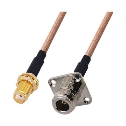 RG400 Cable SMA Female to N Female 4 Hole Flange Panel Mount Jumper Cable
