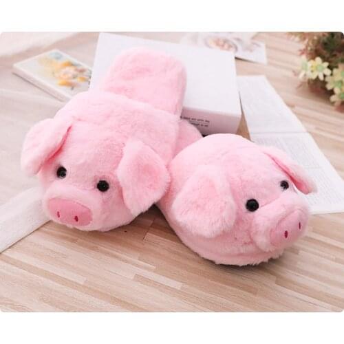 Kawaii 16cm Pink Pig Plush Toys & 26cm Indoor Warm Winter Adult Shoes Soft Stuffed Animals Pillows For Girls Kids Birthday Gifts