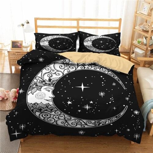 A Bedding Set 3D Printed Duvet Cover Bed Set Sun Moon Home Textiles for Adults Bedclothes with Pillowcase #RY06