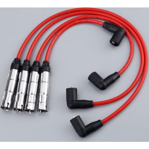 4Pcs Spark Plug Ignition Wire Cable Kit 57041 for Volkswagen Beetle Golf Jetta 2000 2011-14 35-77573 1274205 CH74205 700209 7558