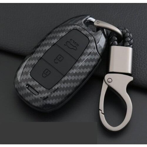 ABS Carbon Fiber Shell+Silicone Smart Remote Fob Key Case Shell Cover Carbon Fiber Look For hyundai KONA Encino 2018 IX35 2018