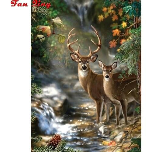 Elk Diy Diamond Painting Full Square Round 5D Rhinestone Embroidery Cross Stitch Mosaic Handmade Home Decor
