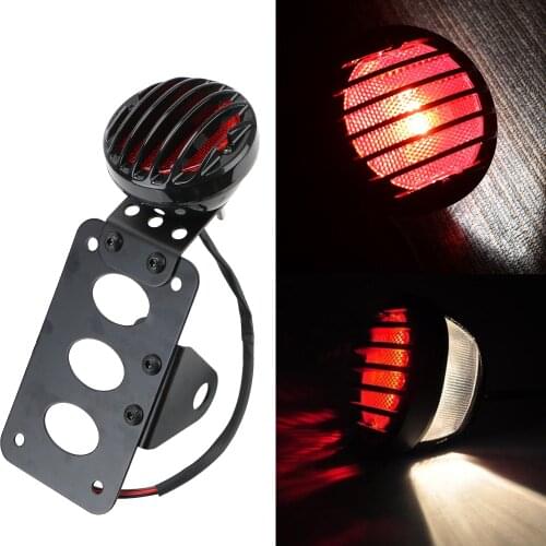 LEEPEE Motorbike Accessories Motorcycle Side Mount Tail Light License Number Plate Bracket Brake Lamp Rear Stop Light Universal
