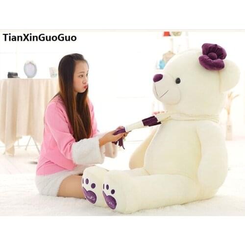 Fillings toy love you bear plush toy large 120cm white teddy Bear,purple scarf bear doll soft pillow birthday gift b1022