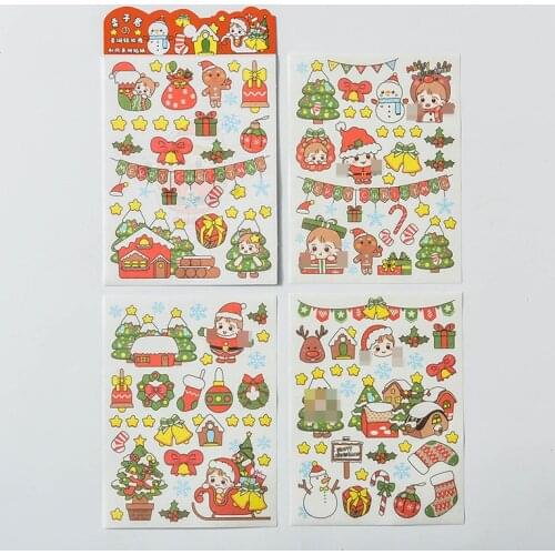 4 Sheets Sweet Christmas Little Girls and Diary Stickers Paper Decorative Album Notebook Decor
