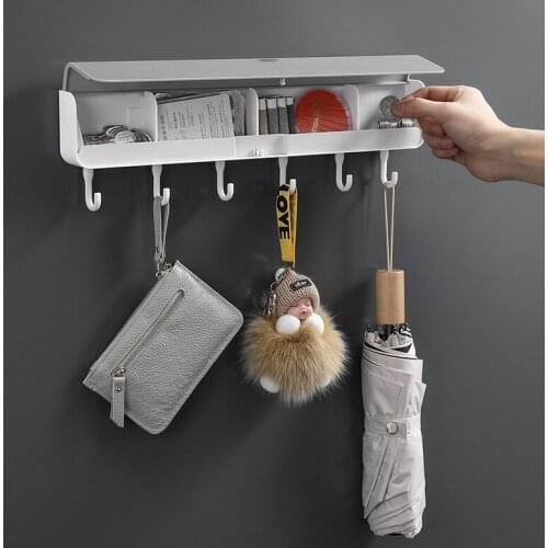 Wall Hooks Hanging Storage Organizer Housekeeper on Wall Towel Clothes Rack Bathroom Commodity Shelf