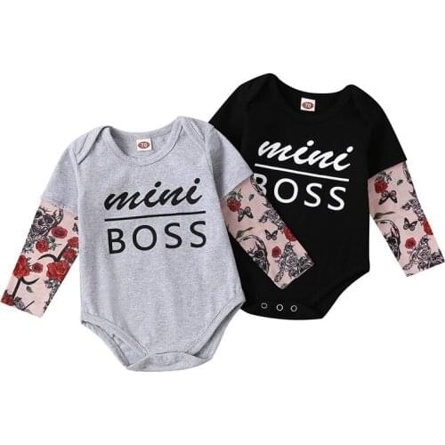 New Fashion Baby Clothes Printed Lettering Long Sleeve newborn baby boy romper