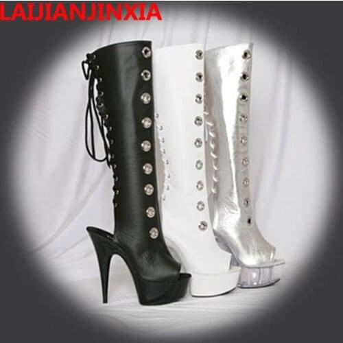 New appeal of sexy appeal, 15 cm crystal bottom super high heel boots, pole dancing patent leather Dance Shoes