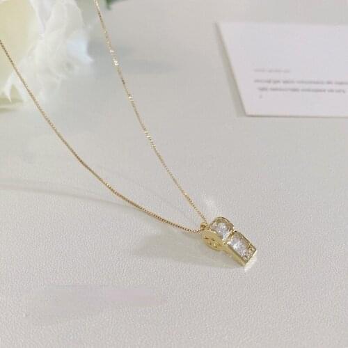 VSnow Unique Design Stainless Steel Whistle Pendant Necklace for Women Girls Bling Bling Rhinestone Gold Metal Necklace Jewelry
