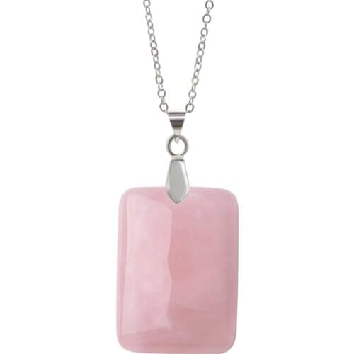 Natural Gem Stone Necklaces & Pendants Opal Pink Quartz Tiger Eye Chakra Reiki Jewelry Men Women Gifts Trendy