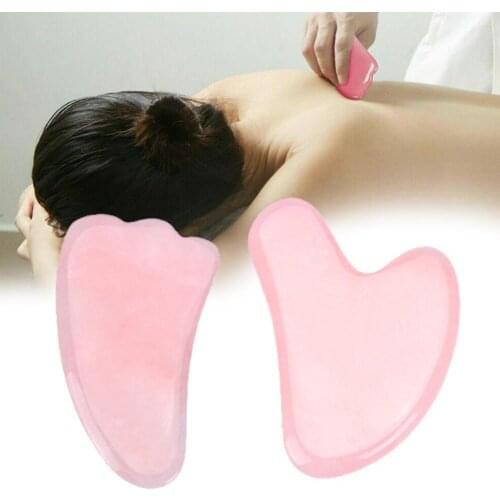 Rose Quartz Jade Board Natural Stone Scraper Sha Chinese Tools Gua Therapy Pressure Neck Back Body Acupuncture For F Q8X1