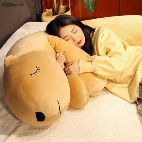 90-110cm Sleeping Dog Plush Toys Pillow Soft Stuffed Plush Animals Dolls Kids Toy Sofa Backrest baby sleep partner birthday gift
