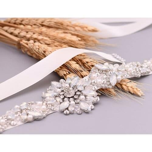 ZMS408 Opal Bridal Belt Womens Belt with Rhinestones Wearing Belts Bridal Belt for Woman Plus Size Dress Brides Accessories