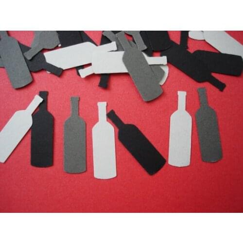 Gray and Black Wine Bottle punch die cut Confettis birthday wedding bridal baby shower party Table scatters scrapbooking