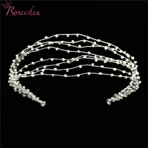 100% Handmade Tiara Pearls Bridal Headpiece Hairbands Headdress Wedding Hair Accessories Bride Hair Jewelry RE3243