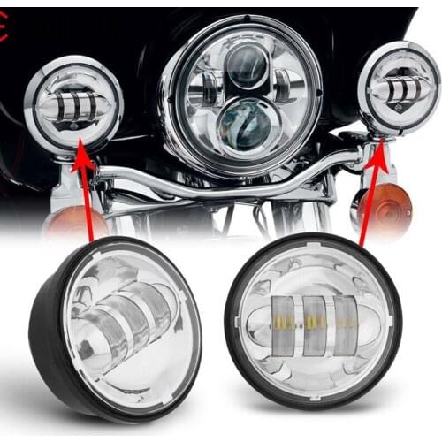 DOT Approved 2 PCS Chrome 4.5 Inch LED Passing Light Fog Lamps For Auxiliary Light Motorcycle Moto Projector