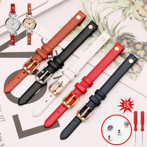 For Fossil Es4119 Es4000 Series Leather Strap Female Cowhide Watch Chain U-Shaped 8mm