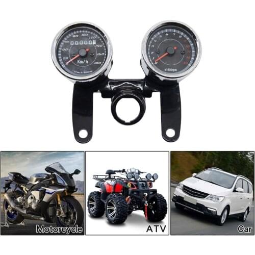 Universal Motorcycle 12V Dual Odometer Speedometer Tachometer Combination Gauge