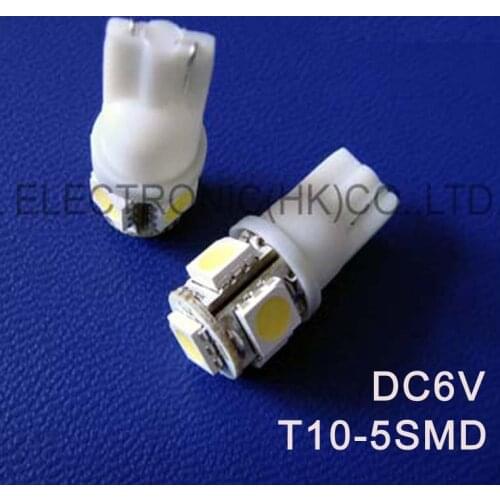 High quality DC6.3V 6V T10 W5W 194 168 501 Wedge Led Warning Singal,Indicating Lamp,Instrument Light Bulb free shipping 5pcs/lot