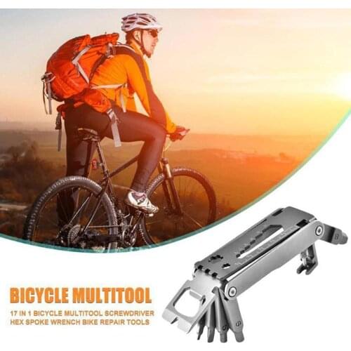 High quality Multi-function 17 in 1 Gadget Stainless Steel Bicycle Repair Tool Portable Tool Portable Bike accessories Multitool