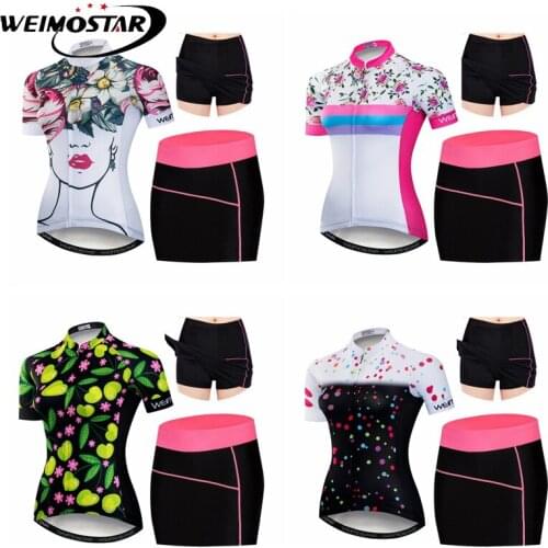 Weimostar Womens Cycling Jersey Quick Dry Cycling Clothing MTB Bike Bicycle Jersey Dress Sets Breathable Maillot Ciclismo