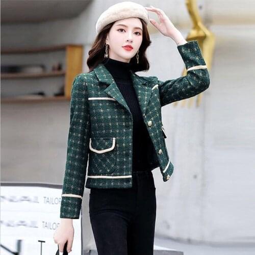 Woolen Jacket Women Coats New 2021 Woolen Coat Women Jackets Short Slim Spring And Autumn Pakras Womens Clothing Black