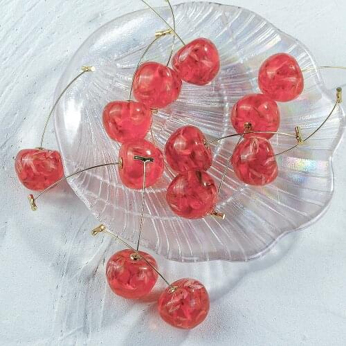 AENSOA Trendy 2020 Summer Cherry Earrings Cute Fruit Japan Chic Cherry Dry Flower Long Dangle Drop Earring Party Jewelry Gifts