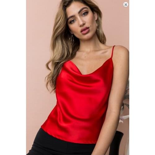 Summer New Multi-Color Silk Satin Strap Female Backless Sexy Red Green Women Top Camis