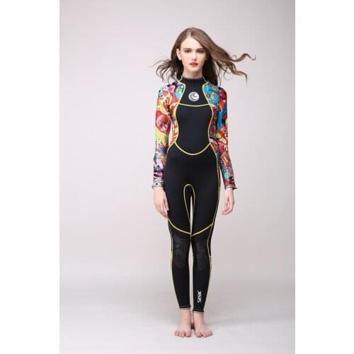 Women 3 mm SCR neoprene wetsuit High elasticity color stitching Surf Diving suit Equipment Jellyfish clothing long sleeved