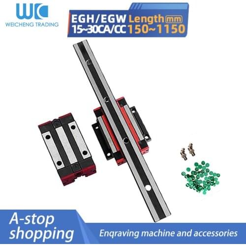 1pc EGR15/20/25/30 linear guide square/flange slider slide bearing EGH15/20/25/30CA EGW15/20/25/30CC rail length=150MM-1150MM