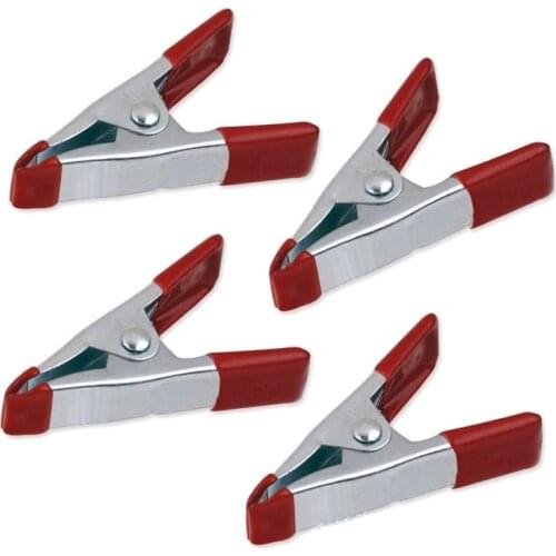 10pcs 4" Mini Metal Heavy Duty Spring Clamps Crocodile Clip Red Plastic Tips Tool Clips Grip Holder HT419