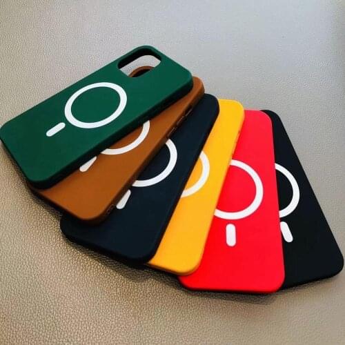 10pcs/Magnetic Silicone Case For iPhone 12 Pro Max 12 Mini Full Soft Cover For Magsafe Case Colorfull Protector