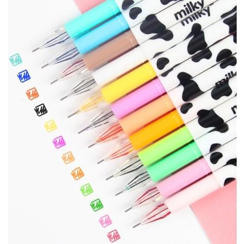 12 Pcs/lot Milky Gel Pen Kawaii Cow Pens Canetas Escolar Japanese Stationery Zakka Papelaria Office Material School Supplies