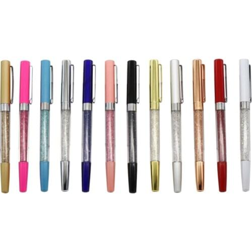 50 pcs/set New Metal Crystal Blinking Diamond Black Gel Pen Smooth Writing 0.5mm Signing Pen Student Stationery