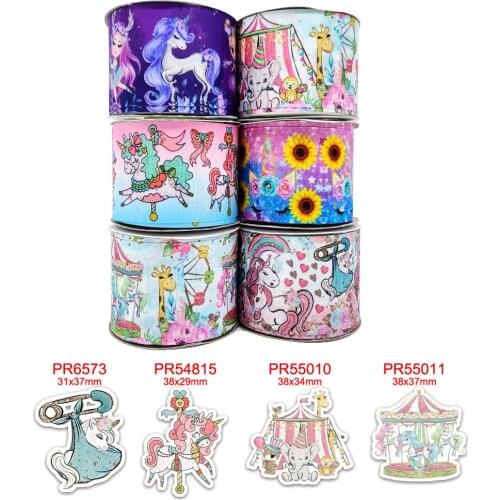 Choshim accessories 10 Yards Per Size Uniorn Ribbon Printed Grosgrain Ribbon DIY Bow Bag Material 43605