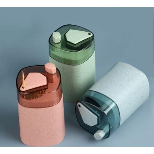 Automatic Toothpick Holder Container Wheat Straw Household Table Toothpick Storage Box Toothpick Dispenser