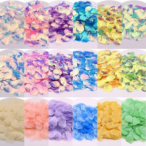 12x14mm Sea Shell Sequins Brilliant Fish Scale Shape Sequin Paillettes Glitter Flakes For DIY Mermaid Dress Clothing Sewing