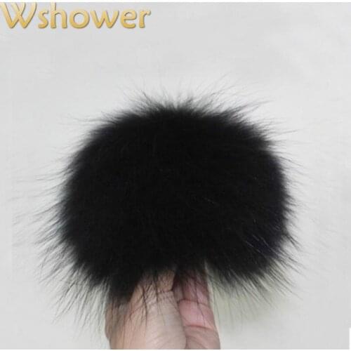 15cm Real Raccoon Fur Pom Pom Large Fox Fur Pompom For Hat Bag Scarf Gloves Black White Navy Red Rose Purple Gray Coffee Blue