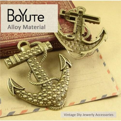 BoYuTe (10 Pieces /lot) 55*65MM Antique Bronze Plated Zinc Alloy Materials Rudder Pendants Diy Jewelry Making