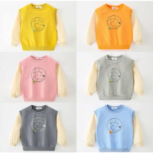Cartoon Mickey Print Kids Fake Two-piece Top Bottoming Shirt Childrens Clothing 2021 Spring Autumn New Baby Boys Girls Sweater