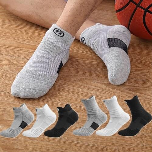 Mens Sports Socks Running Basketball Football Cycling Athletic Sock Anti Slip Breathable Moisture Wicking Thicken Cotton Sock