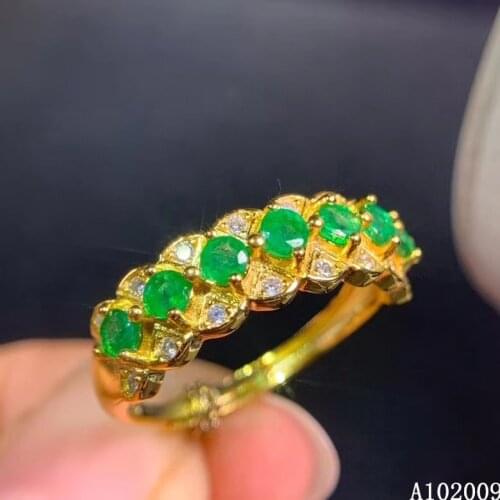 KJJEAXCMY fine jewelry 925 sterling silver inlaid natural emerald new ring vintage girls ring support test