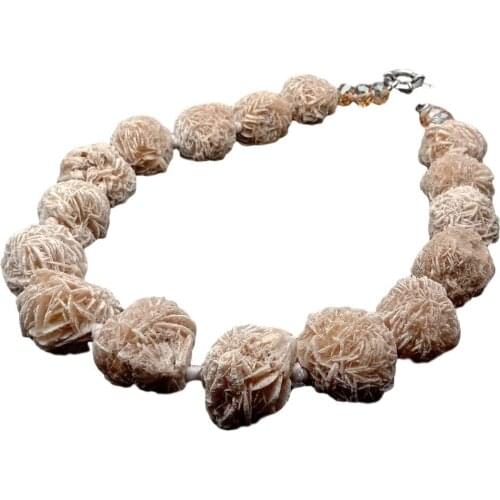 20'' Natural Desert Rose Selenite minerals clusters pocket rough beads choker Necklace for women hyperbole style