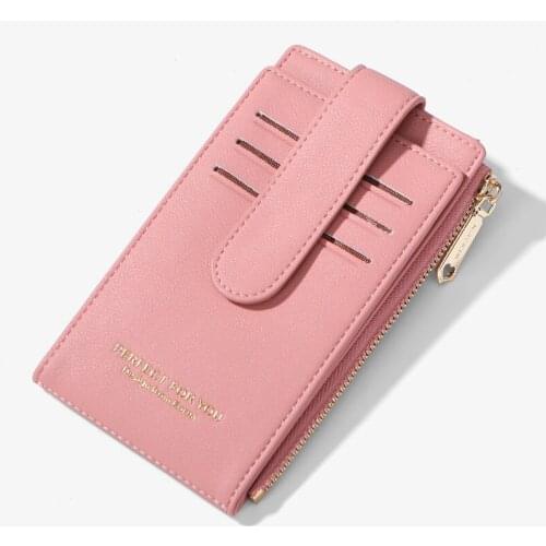 Fashion Men/Women Credit ID Card Holders PU Leather Thin Money Bag Case Solid Color Coin Purse Cover Zipper Hasp Mini Wallets