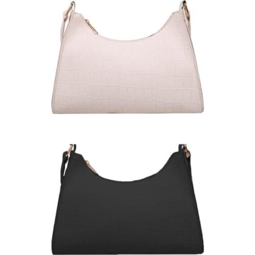 Girls Leather Purses Retro Underarm Shoulder Bag Trendy Crocodile Pattern Handbag Tote Fashion Clutch Bags with Zipper