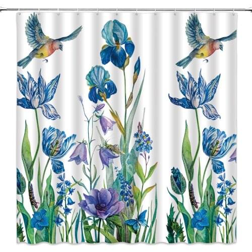 Beauty Flowers Blossom Shower Curtain 3D Florals Printing Home Bath Accessories Waterproof Fabric With Hooks Bathroom Decors Set