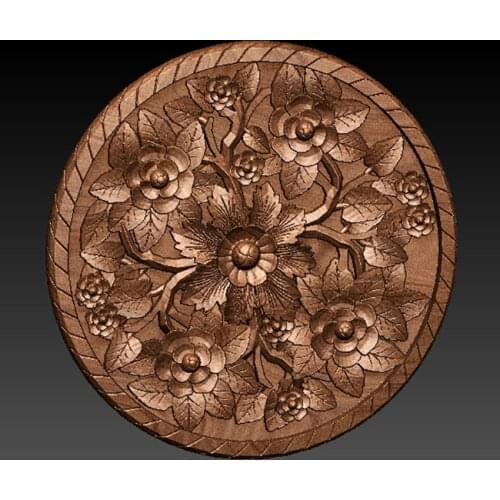 Round wooden furniture decoration relief 3D model for cnc 3D carved figure sculpture machine in STL file