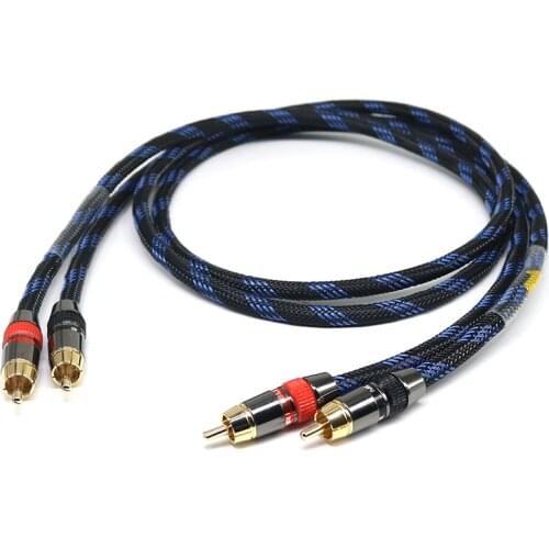 Hifi OFC copper audio 2rca to 2rca jack cable signal lines AUX CD amplifier connection cable